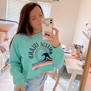cropped beach sweatshirt